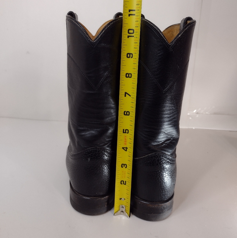 Justin Classic Black Leather Men's Boots Size (9)D Made In USA - Picture 4 of 12
